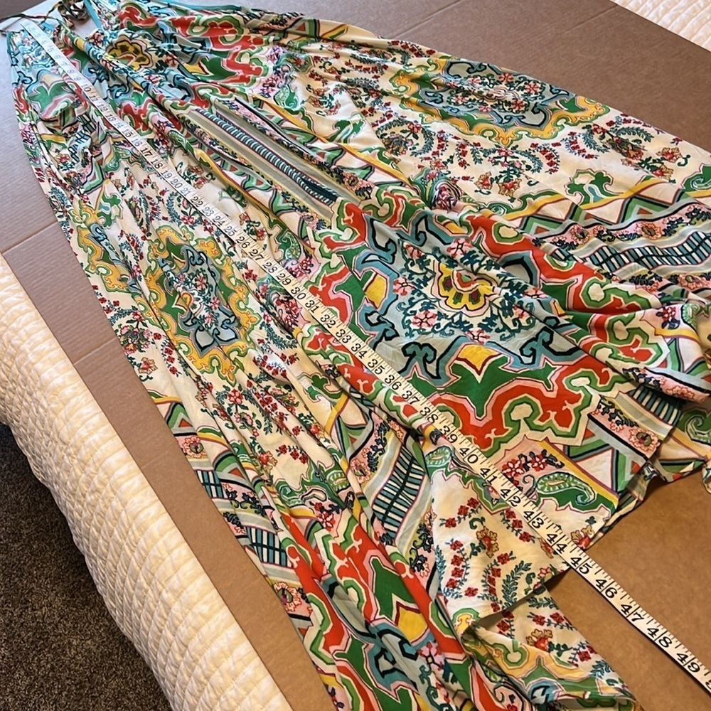 Anthropologie Ella Halter Tunic Dress Tie Neck Hankerchief Hem Maxi S/XS -ovrszd - Picture 4 of 11